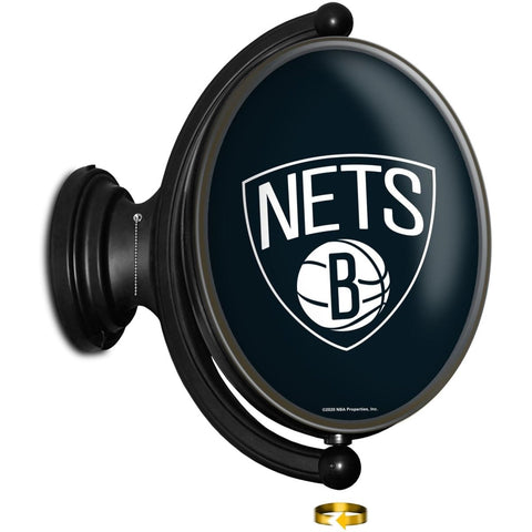Brooklyn Nets: Original Oval Rotating Lighted Wall Sign - The Fan-Brand