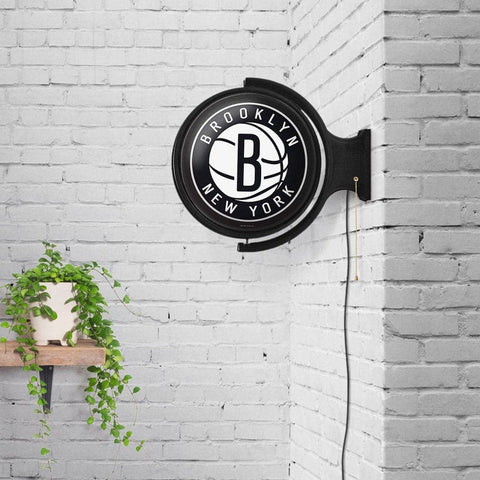 Brooklyn Nets: Original Round Rotating Lighted Wall Sign - The Fan-Brand