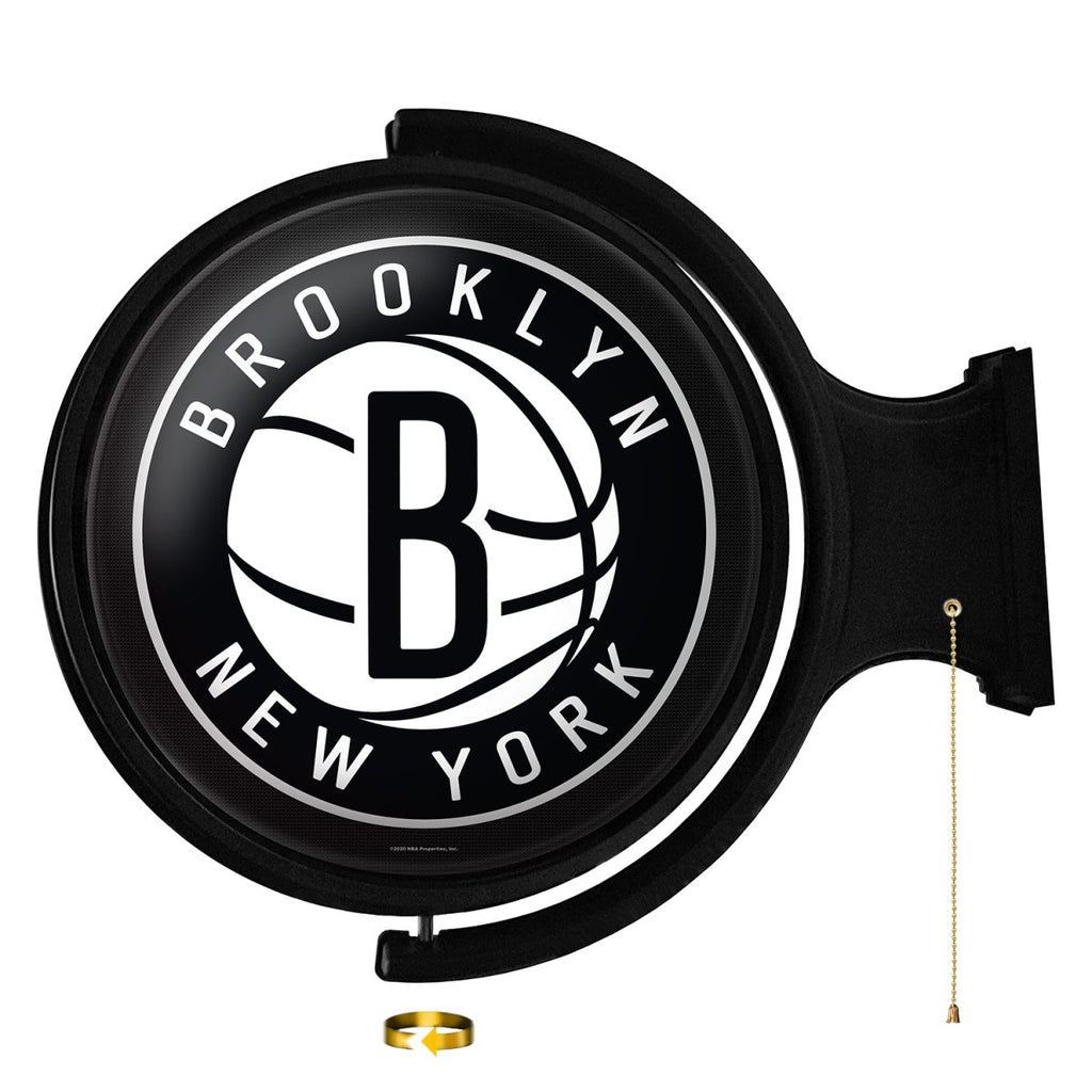 Brooklyn Nets: Original Round Rotating Lighted Wall Sign - The Fan-Brand
