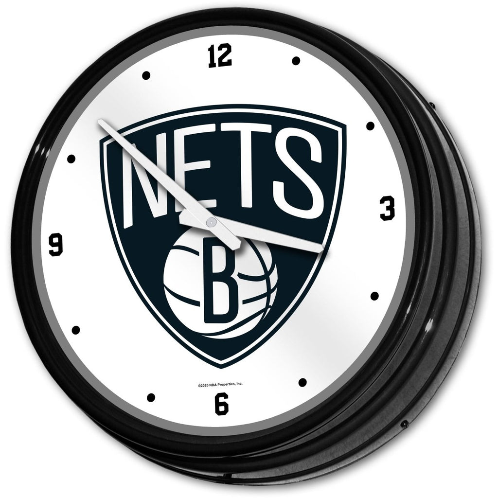 Brooklyn Nets: Retro Lighted Wall Clock - The Fan-Brand