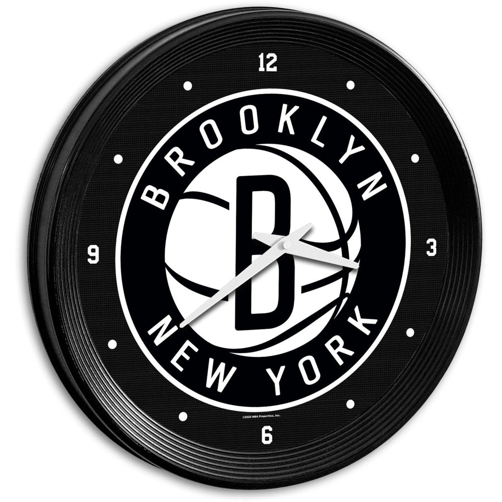 Brooklyn Nets: Ribbed Frame Wall Clock - The Fan-Brand