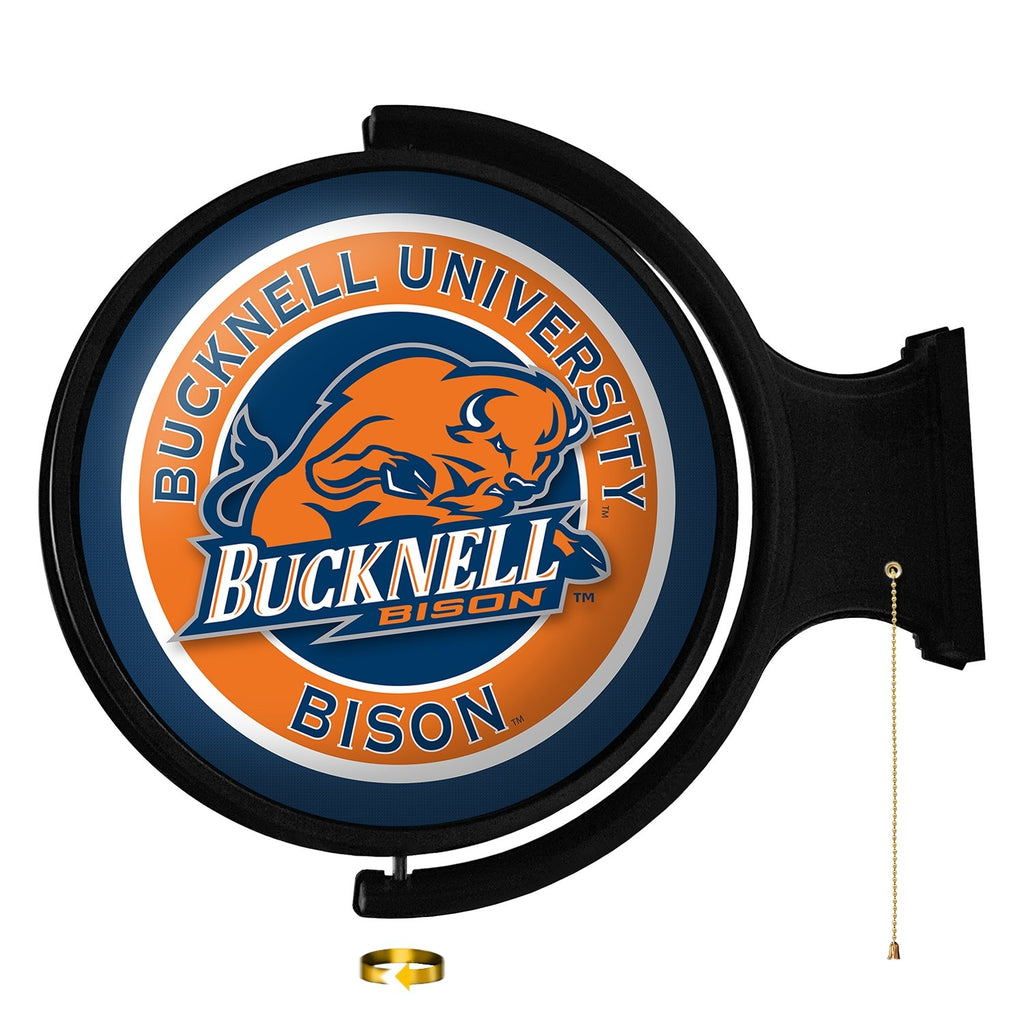 Bucknell Bisons: Go Bison - Original Round Rotating Lighted Wall Sign - The Fan-Brand