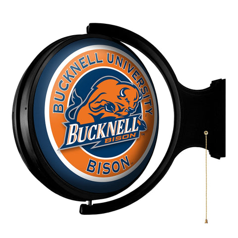 Bucknell Bisons: Go Bison - Original Round Rotating Lighted Wall Sign - The Fan-Brand