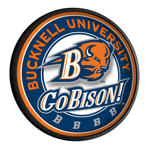 Bucknell Bisons: Go Bison - Round Slimline Lighted Wall Sign - The Fan-Brand