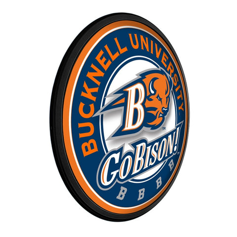 Bucknell Bisons: Go Bison - Round Slimline Lighted Wall Sign - The Fan-Brand