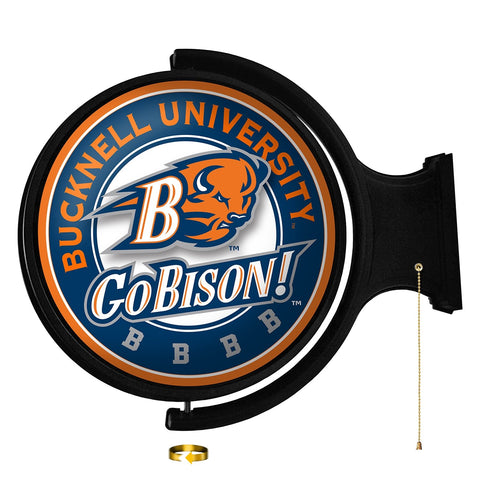 Bucknell Bisons: Original Round Rotating Lighted Wall Sign - The Fan-Brand