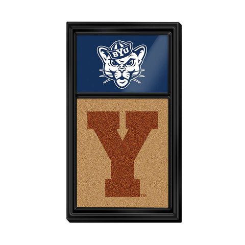 BYU Cougars: Cougar, Dual Logo - Cork Note Board - The Fan-Brand