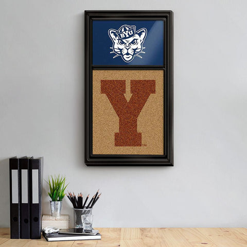 BYU Cougars: Cougar, Dual Logo - Cork Note Board - The Fan-Brand