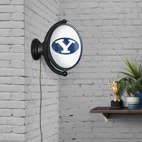 BYU Cougars: Original Oval Rotating Lighted Wall Sign - The Fan-Brand