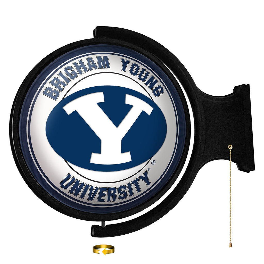 BYU Cougars: Original Round Rotating Lighted Wall Sign - The Fan-Brand