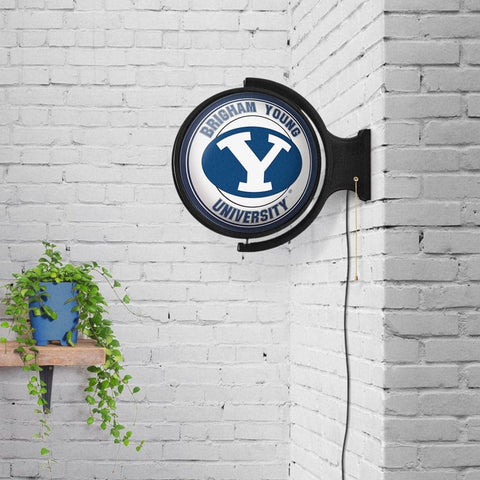 BYU Cougars: Original Round Rotating Lighted Wall Sign - The Fan-Brand