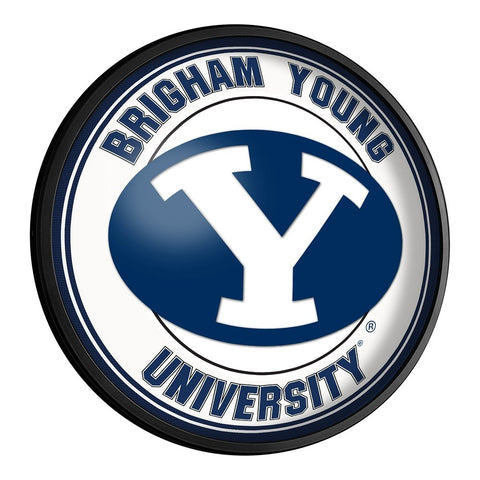 BYU Cougars: Round Slimline Lighted Wall Sign - The Fan-Brand