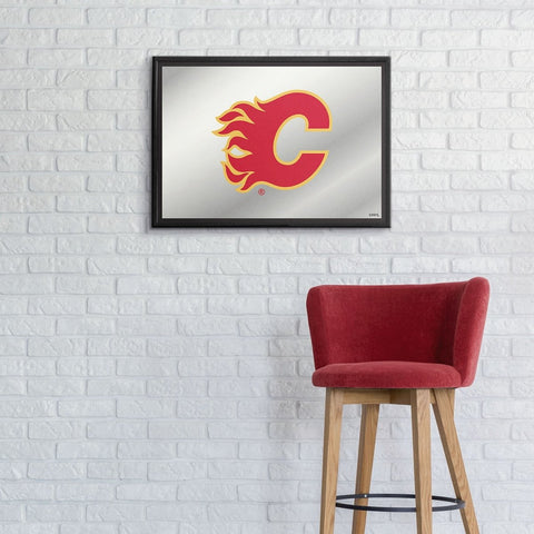 Calgary Flames: Framed Mirrored Wall Sign - The Fan-Brand