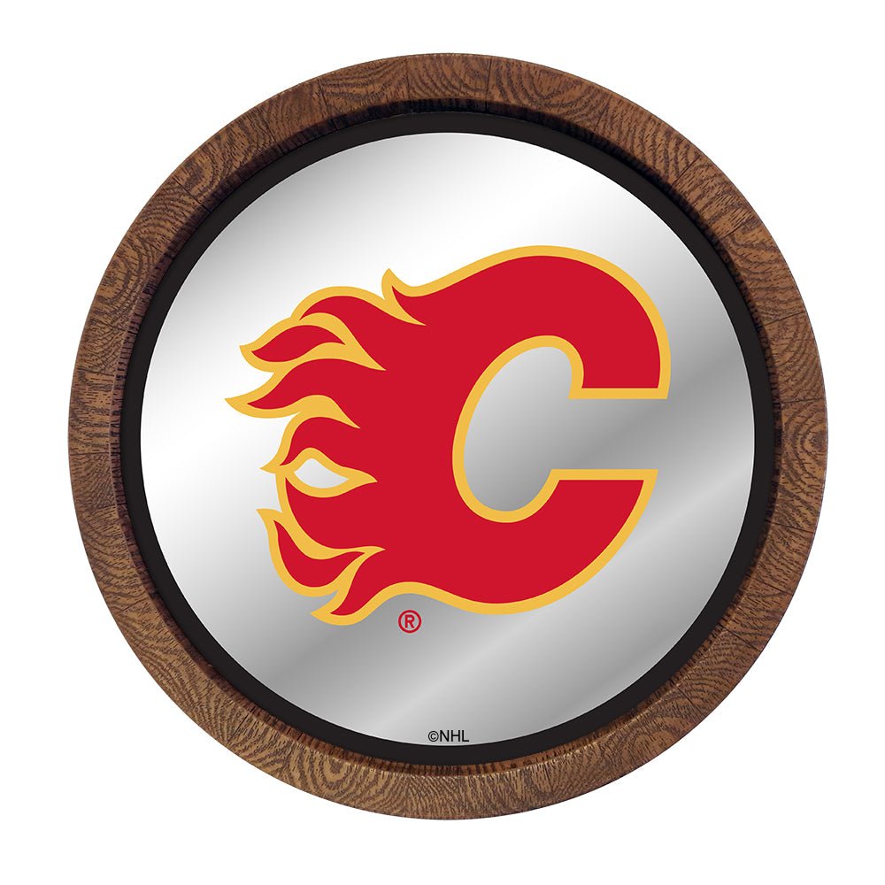 Calgary Flames 24 Cracked Color Barrel Top Sign