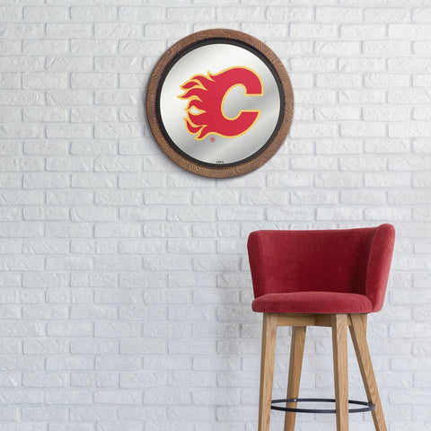 Calgary Flames: Mirrored Barrel Top Wall Sign - The Fan-Brand