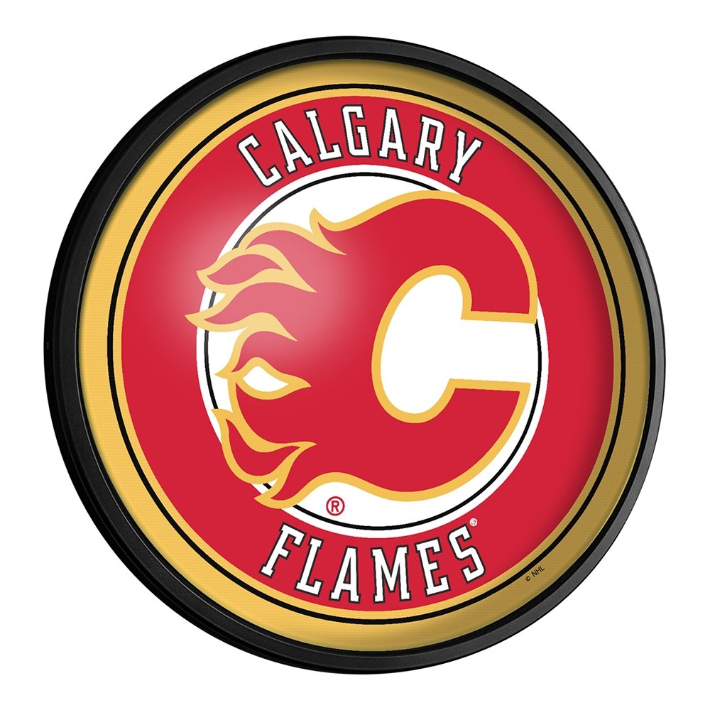 Calgary Flames: Round Slimline Lighted Wall Sign - The Fan-Brand