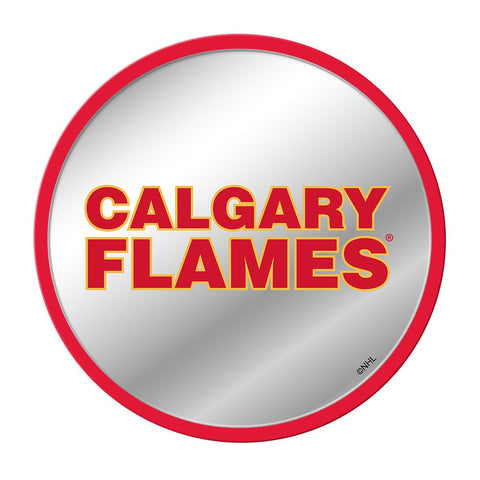 Calgary Flames: Secondary Logo - Modern Disc Mirrored Wall Sign - The Fan-Brand