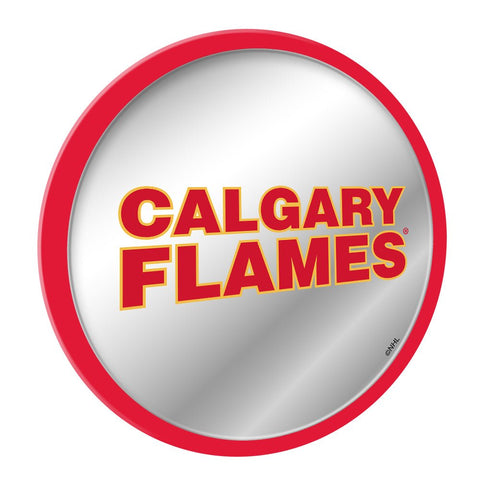 Calgary Flames: Secondary Logo - Modern Disc Mirrored Wall Sign - The Fan-Brand