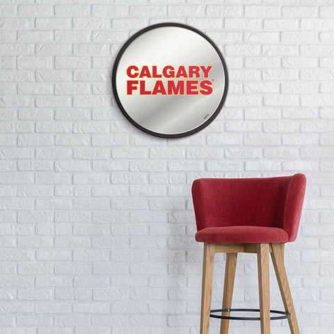 Calgary Flames: Secondary Logo - Modern Disc Mirrored Wall Sign - The Fan-Brand