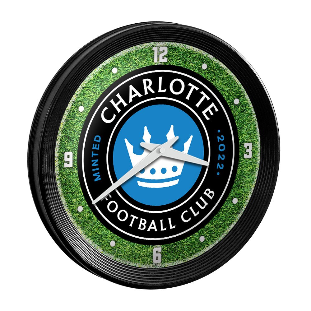 Charlotte FC: Pitch - Ribbed Frame Wall Clock - The Fan-Brand