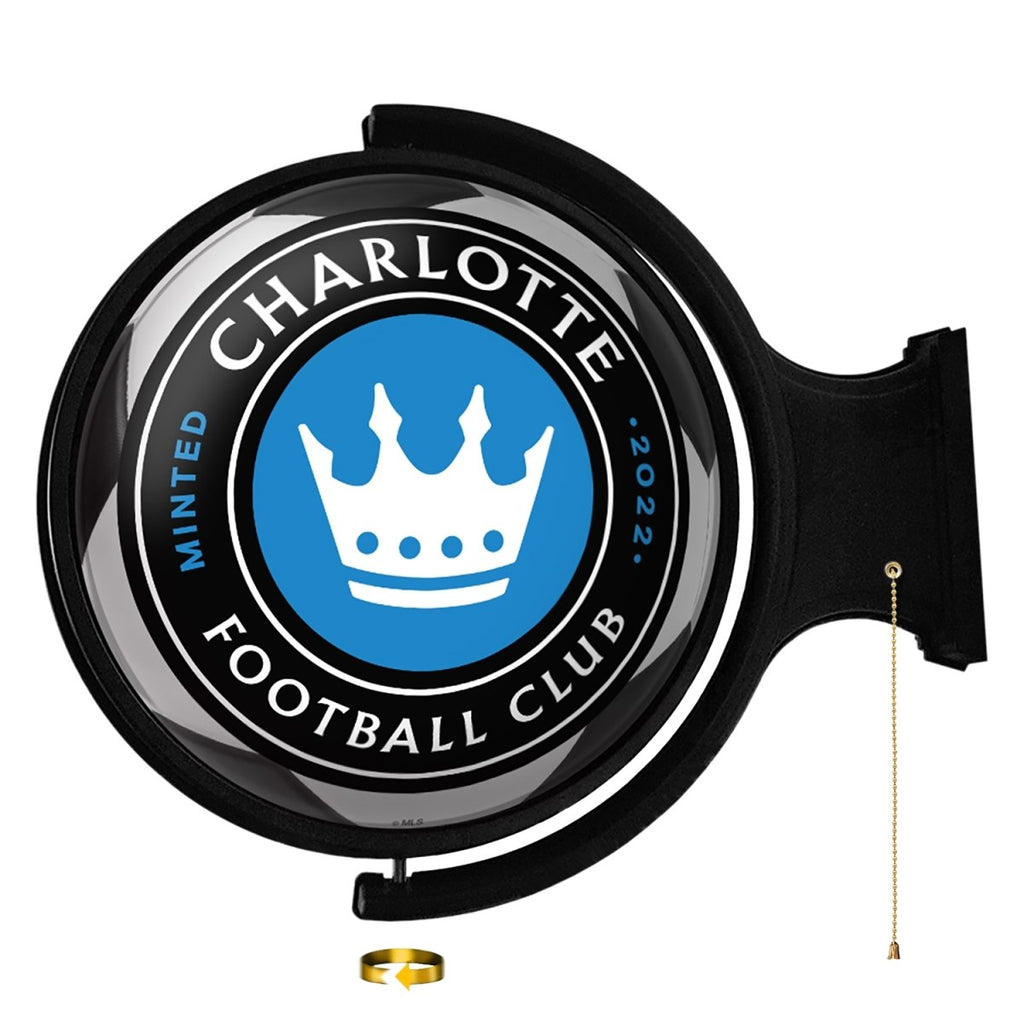 Charlotte FC: Soccer Ball - Original Round Rotating Lighted Wall Sign - The Fan-Brand