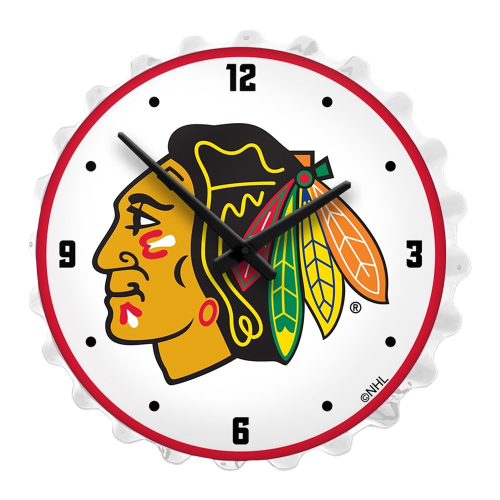 Chicago Blackhawks: Bottle Cap Lighted Wall Clock - The Fan-Brand