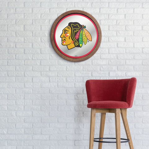 Chicago Blackhawks: Mirrored Barrel Top Wall Sign - The Fan-Brand