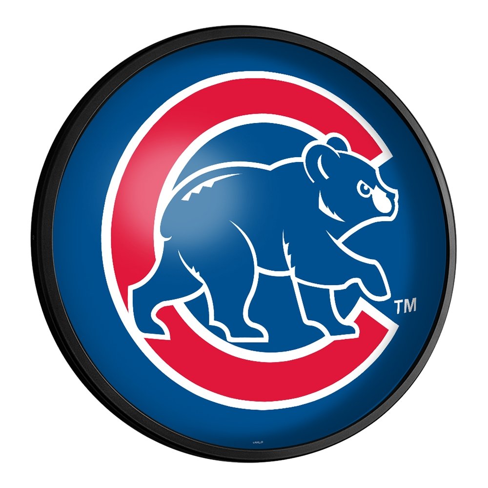 Chicago Cubs: Alternate Logo - Round Slimline Lighted Wall Sign - The Fan-Brand