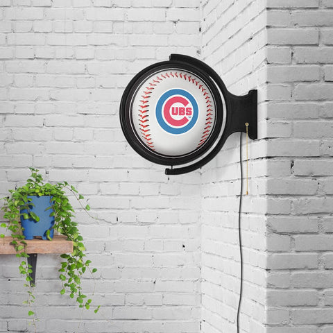 Chicago Cubs: Baseball - Original Round Rotating Lighted Wall Sign - The Fan-Brand