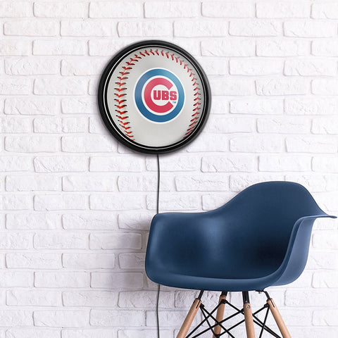 Chicago Cubs: Baseball - Round Slimline Lighted Wall Sign - The Fan-Brand