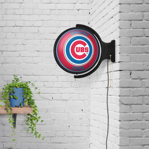 Chicago Cubs: Original Round Rotating Lighted Wall Sign - The Fan-Brand