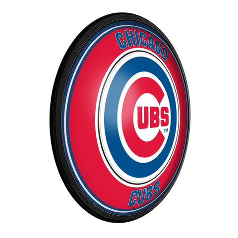 Chicago Cubs: Round Slimline Lighted Wall Sign - The Fan-Brand