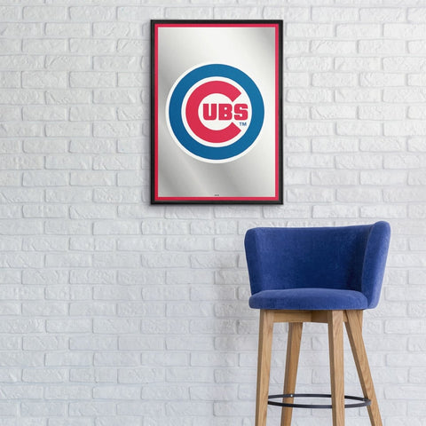 Chicago Cubs: Vertical Framed Mirrored Wall Sign - The Fan-Brand
