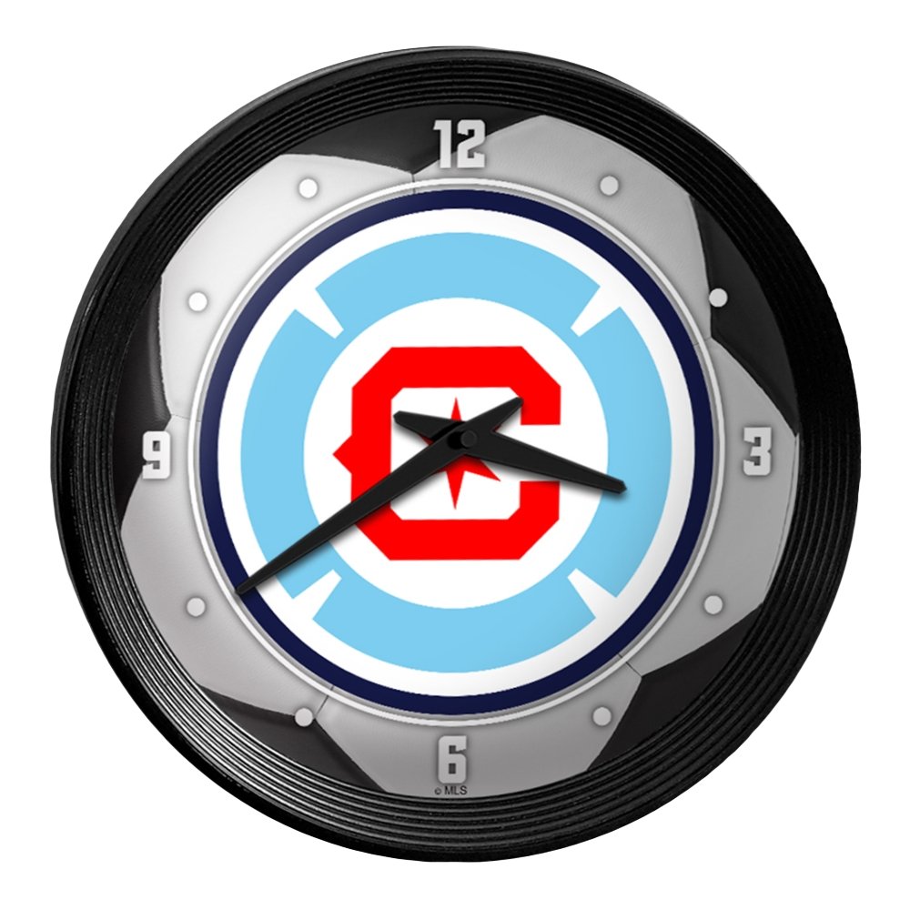 Chicago Fire: Soccer Ball - Ribbed Frame Wall Clock - The Fan-Brand