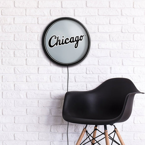 Chicago White Sox: Alternate Logo - Round Slimline Lighted Wall Sign - The Fan-Brand