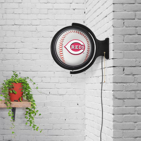 Cincinnati Reds: Baseball - Original Round Rotating Lighted Wall Sign - The Fan-Brand