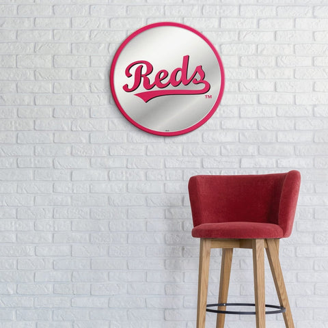 Cincinnati Reds: Reds - Modern Disc Mirrored Wall Sign - The Fan-Brand