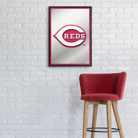 Cincinnati Reds: Vertical Framed Mirrored Wall Sign - The Fan-Brand