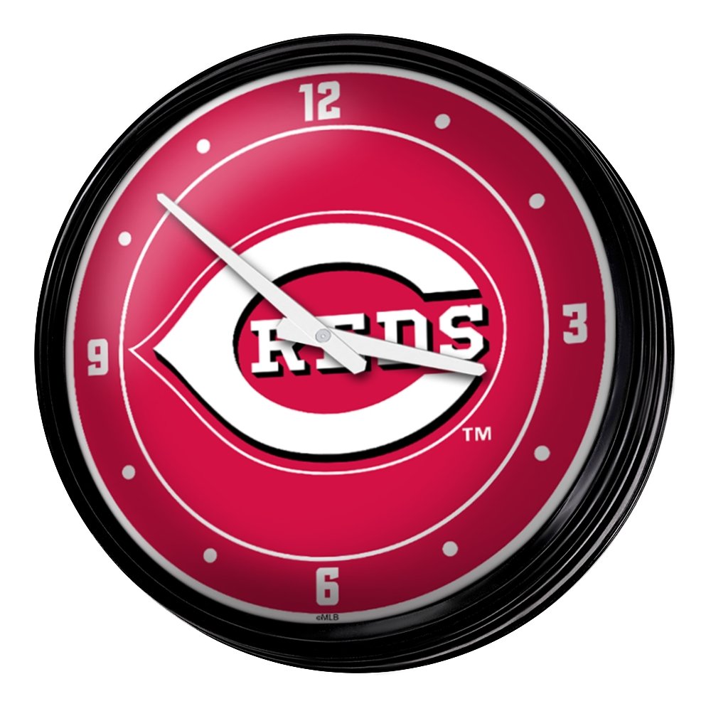 Cincinnati Reds: Wordmark - Retro Lighted Wall Clock - The Fan-Brand