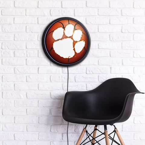 Clemson Tigers: Basketball - Round Slimline Lighted Wall Sign - The Fan-Brand