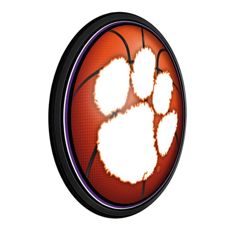 Clemson Tigers: Basketball - Round Slimline Lighted Wall Sign - The Fan-Brand