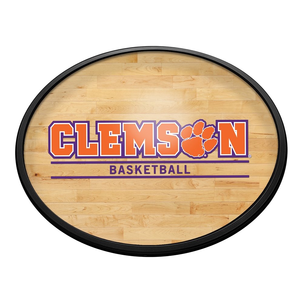 Clemson Tigers: Hardwood - Oval Slimline Lighted Wall Sign - The Fan-Brand
