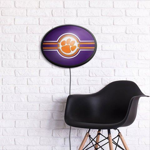 Clemson Tigers: Oval Slimline Lighted Wall Sign - The Fan-Brand