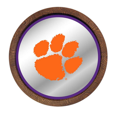 Clemson Tigers: Paw Print - Barrel Top Mirrored Wall Sign - The Fan-Brand