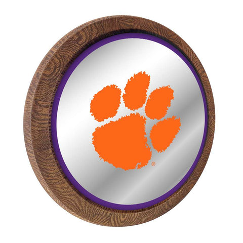 Clemson Tigers: Paw Print - Barrel Top Mirrored Wall Sign - The Fan-Brand