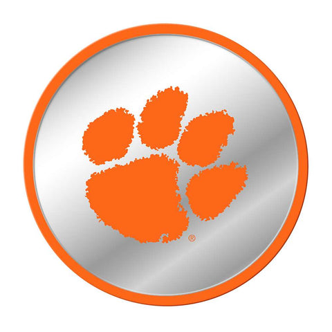 Clemson Tigers: Paw Print - Modern Disc Mirrored Wall Sign - The Fan-Brand