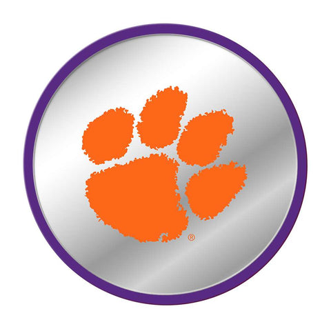 Clemson Tigers: Paw Print - Modern Disc Mirrored Wall Sign - The Fan-Brand