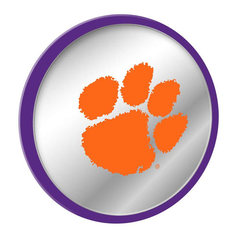 Clemson Tigers: Paw Print - Modern Disc Mirrored Wall Sign - The Fan-Brand