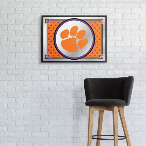 Clemson Tigers: Paw Print, Team Spirit - Framed Mirrored Wall Sign - The Fan-Brand