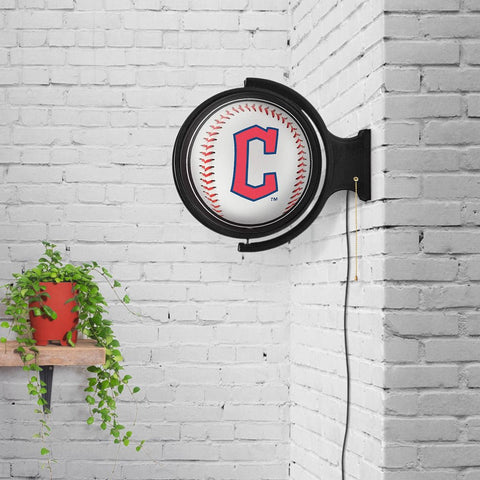 Cleveland Guardians: Baseball - Original Round Rotating Lighted Wall Sign - The Fan-Brand